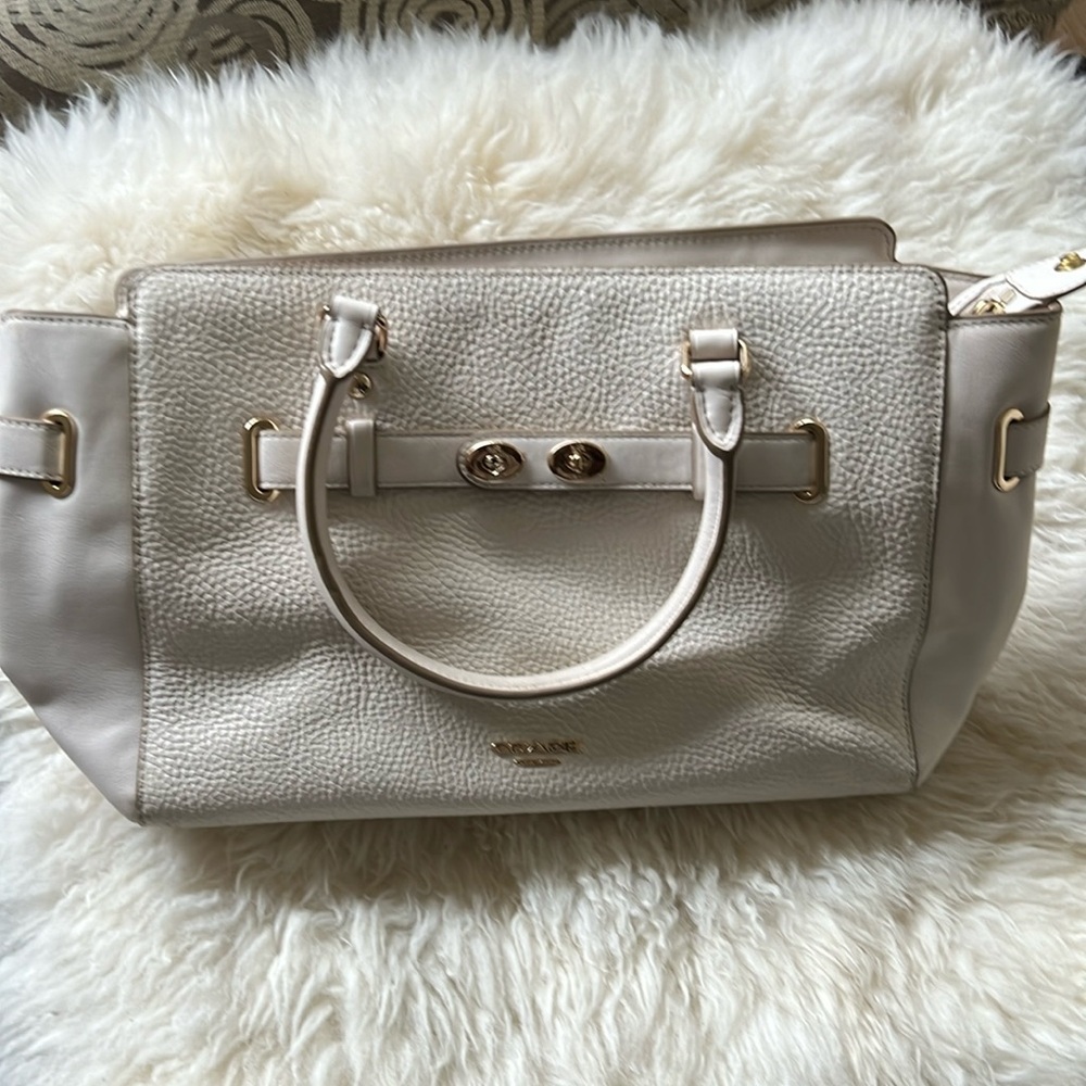 Coach Leather Handbag Cream White, Pre Owned,  Very Good Condition